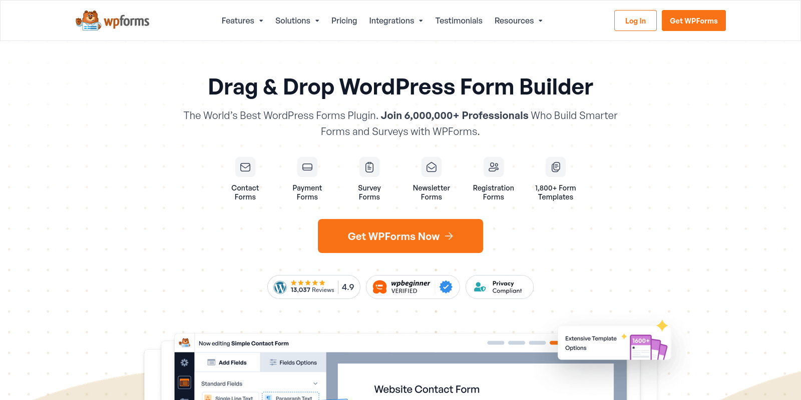 WPForms website screenshot