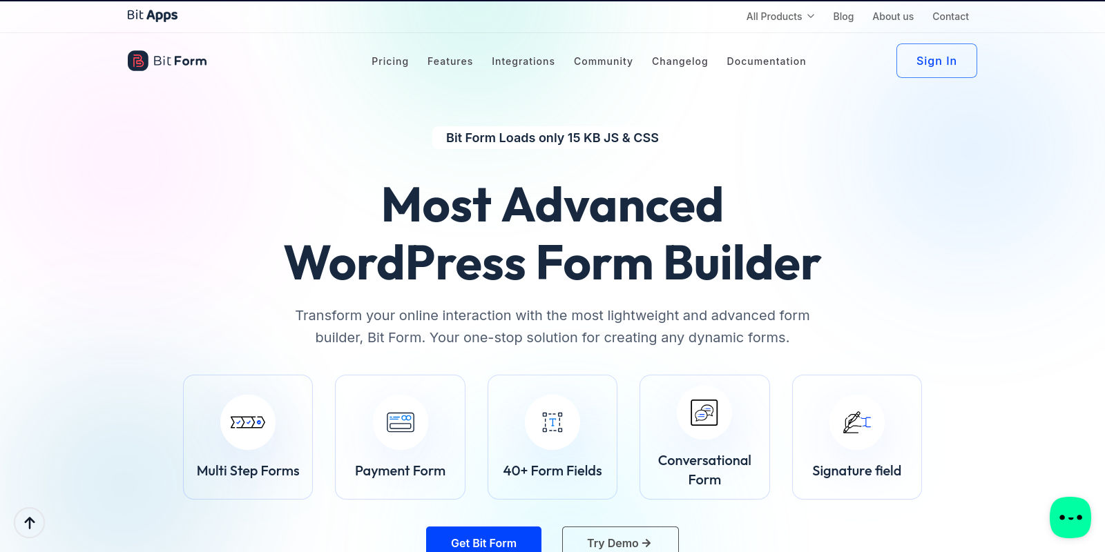 Bit Form website screenshot